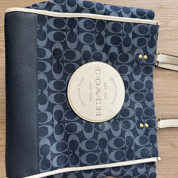 Coach Dempsey tote 40 denim pebble leather bag - Picture 3 of 9